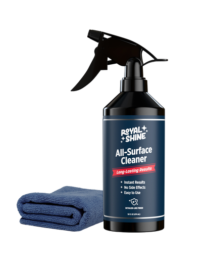 Royal Shine Car Interior Cleaner | Restores & Protects Leather Seats, Fabric & Trim | Removes Stains, Dust & Grime from Seats & Carpets | Soft Microfiber Towel Included | 18oz Spray Bottle