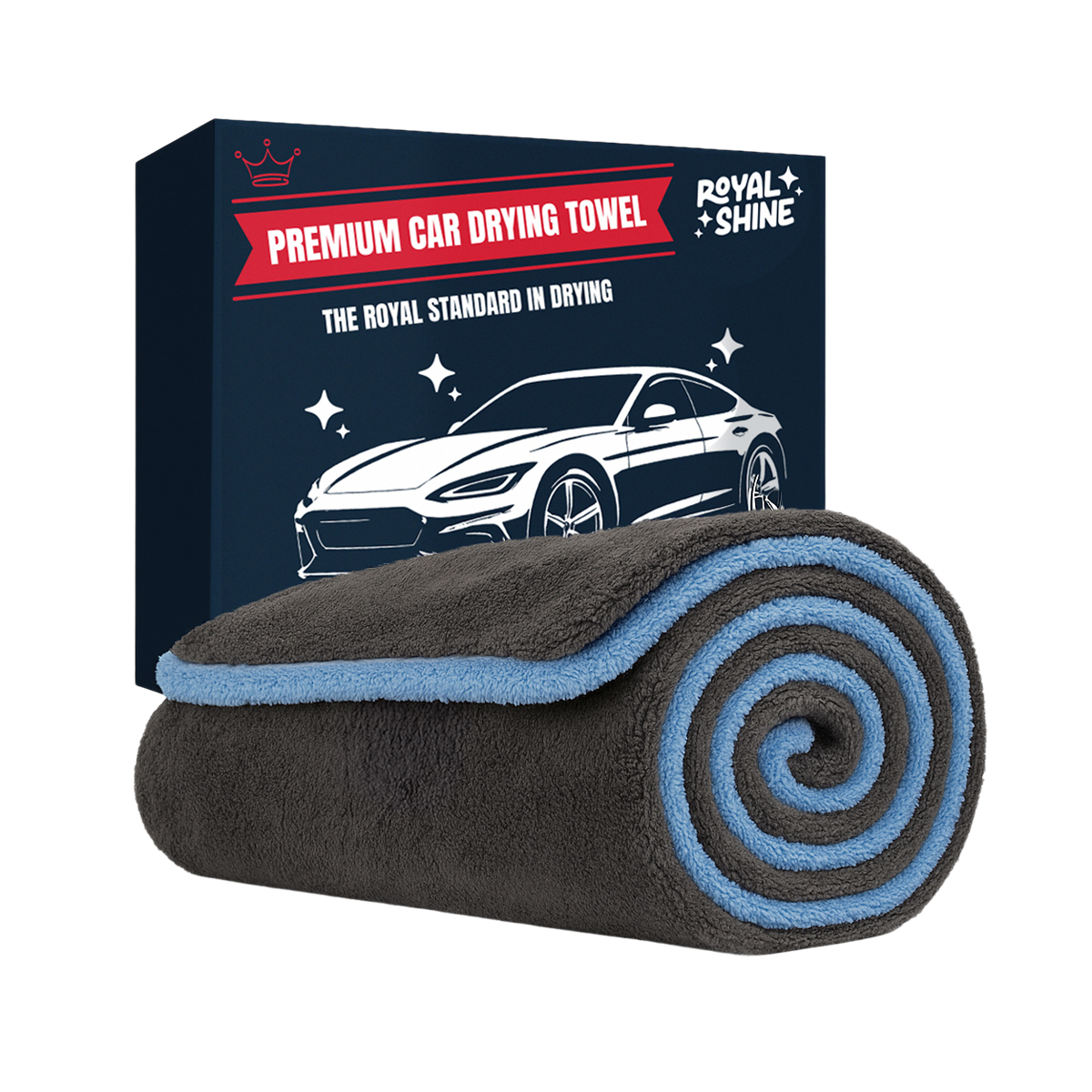 Royal Shine Car Drying Towel | Extra-Large, Ultra Soft & Super Absorbent Double Sided Towel for Drying Cars, Trucks & SUVs - 35" x 24", 1300 GSM | Won’t Leave Streaks, Spots or Scratches